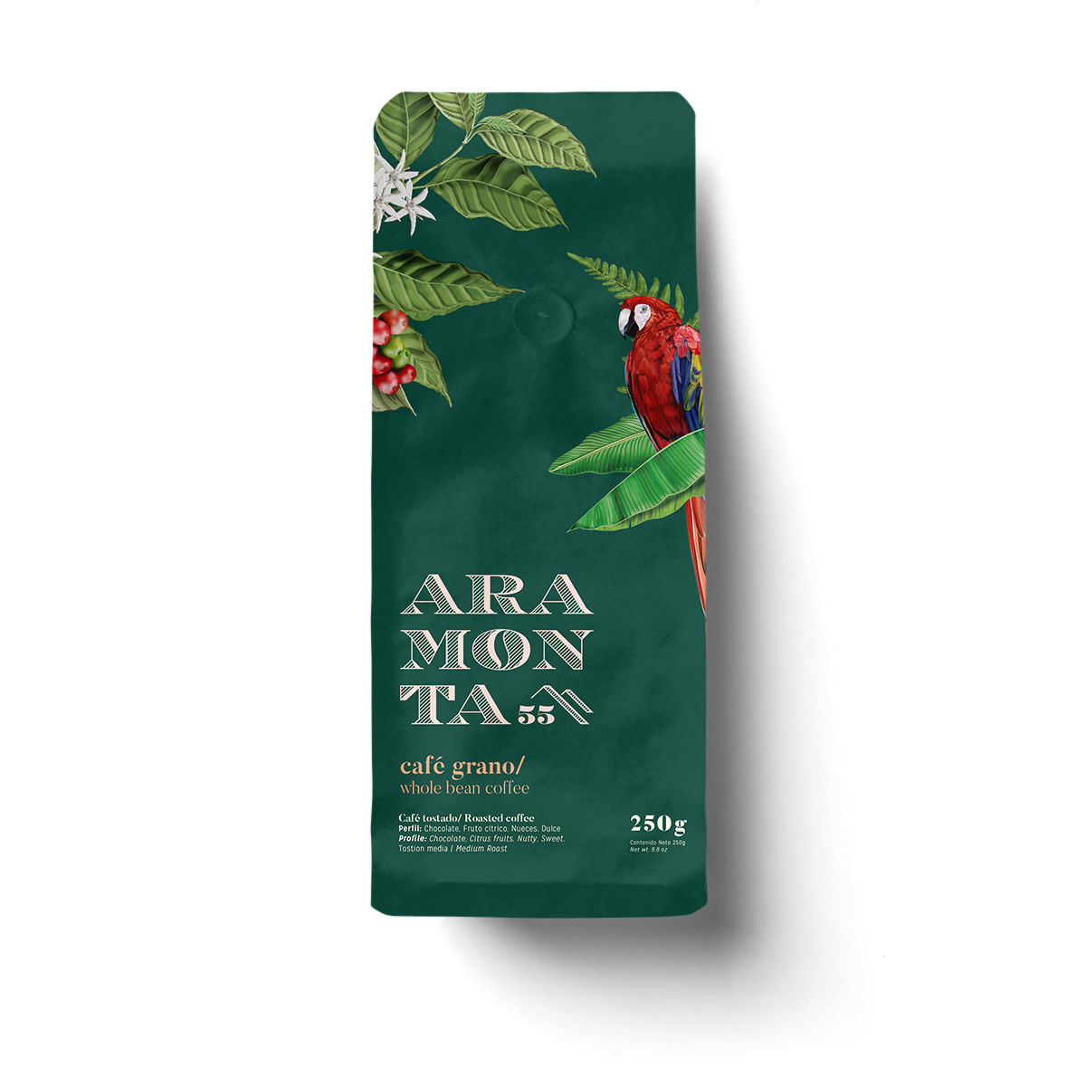 Aramonta green full front view — 250g roasted coffee