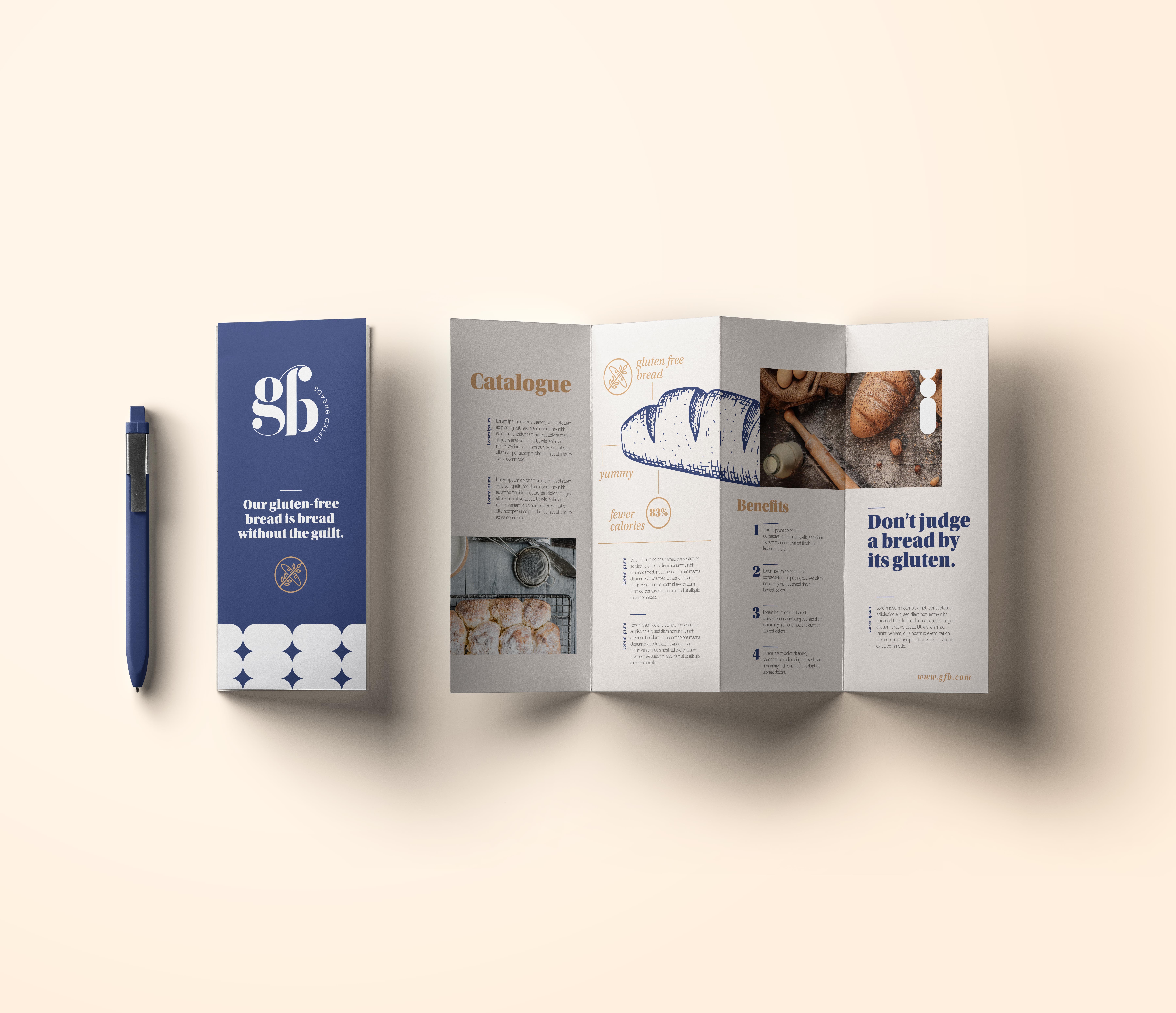 Gifted Breads tri-fold brochure — catalogue and benefits