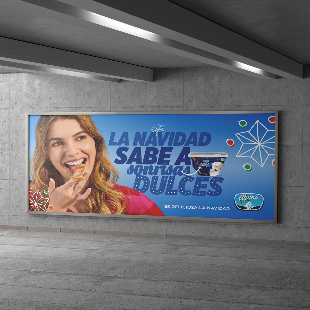 Alpina Arequipe — underground street panel. La navidad sabe a sonrisas dulces